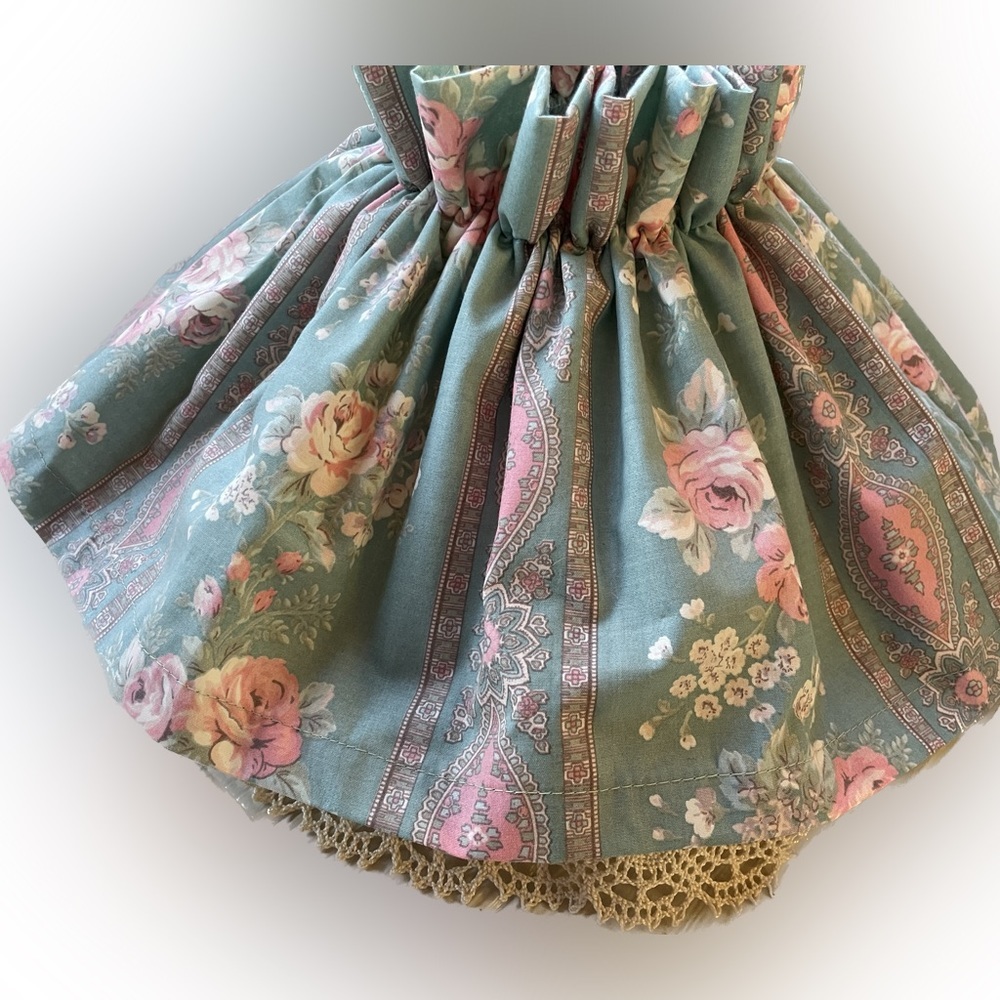 Cottagecore Fabric Rose & Lace Lampshade with Support